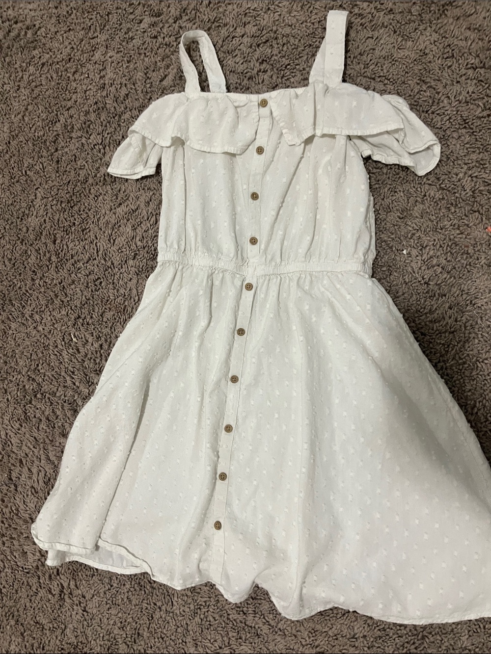 SO White Off-Shoulder Button-Down Summer Dress